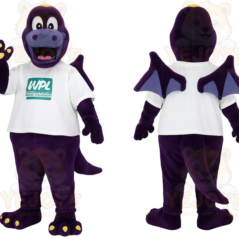 Purple White Winged Dragon Mascot Costume