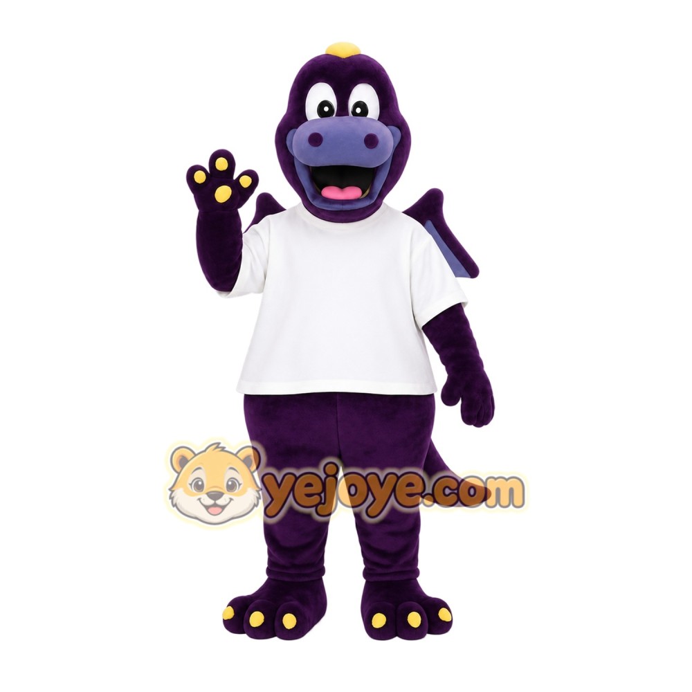 Purple White Winged Dragon Mascot Costume