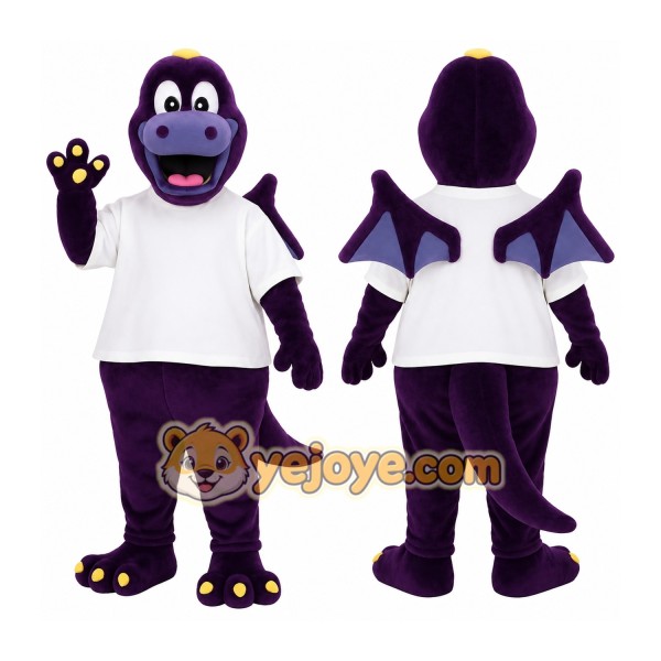 Purple White Winged Dragon Mascot Costume