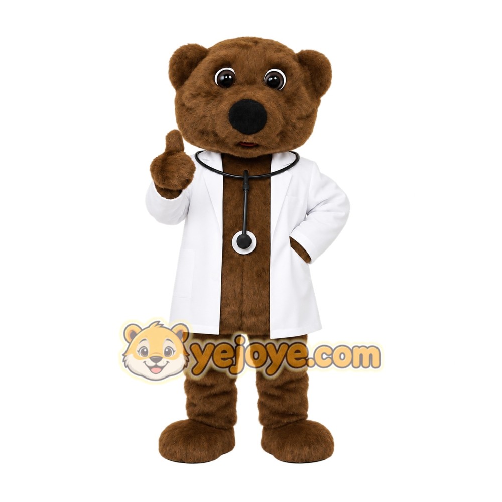 Brown White Medical Bear Mascot Costume Brown White Medical Bear Mascot Costume
