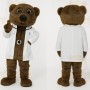 Brown White Medical Bear Mascot Costume