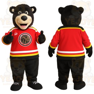 Black Bear Red Hockey Jersey Mascot Costume