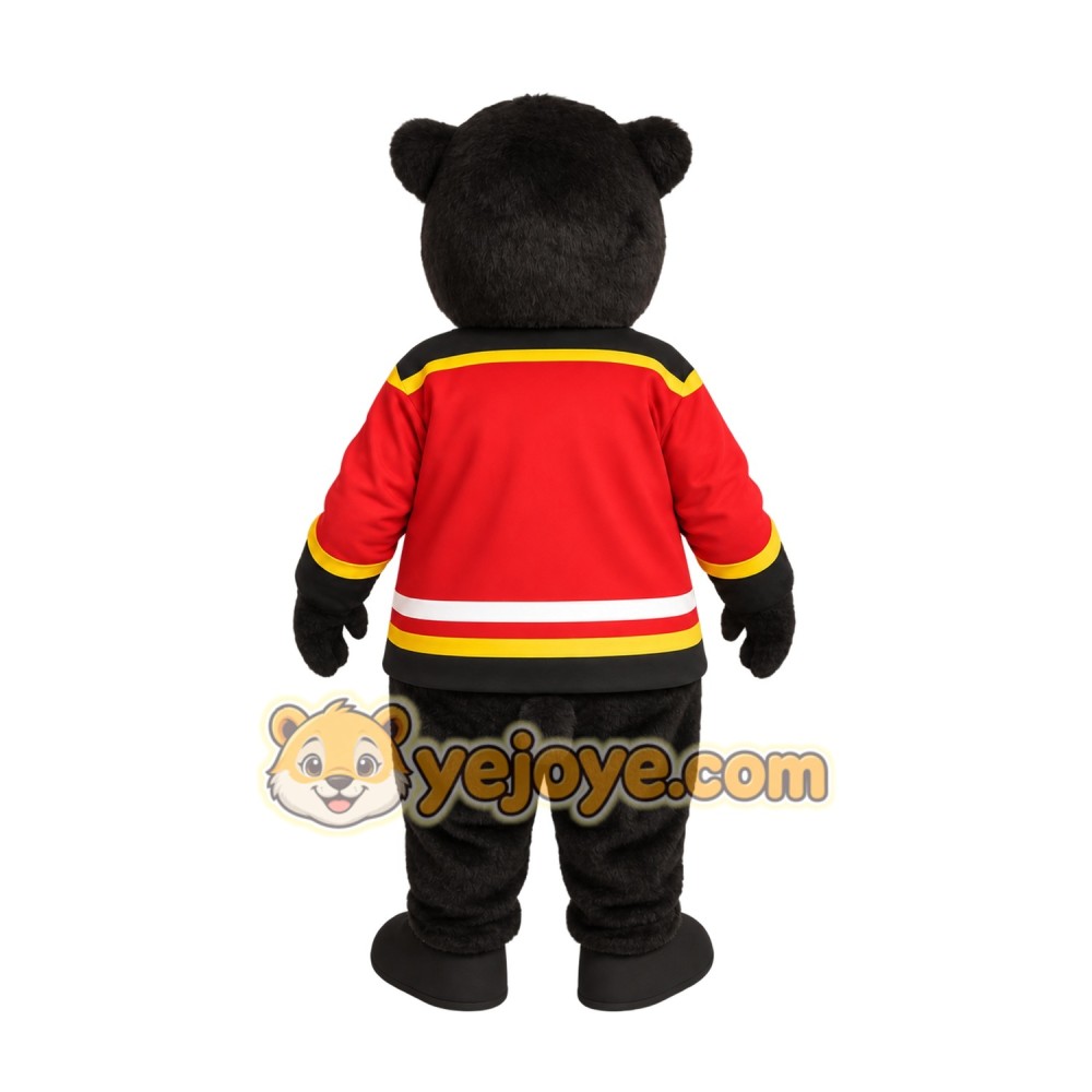 Black Bear Red Hockey Jersey Mascot Costume Black Bear Red Hockey Jersey Mascot Costume