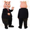 Pink Black Red Businessman Pig Mascot Costume