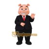 Pink Black Red Businessman Pig Mascot Costume Pink Black Red Businessman Pig Mascot Costume
