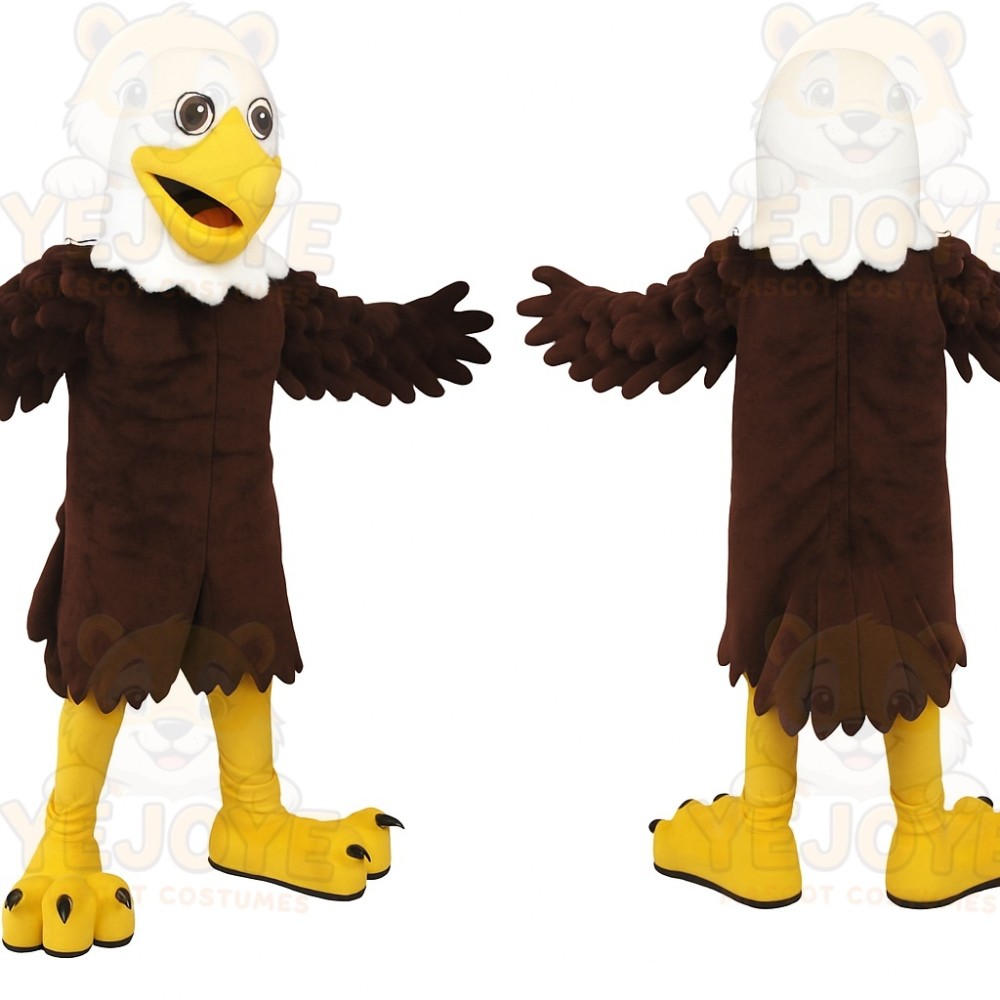 Brown White Yellow Eagle Mascot Costume