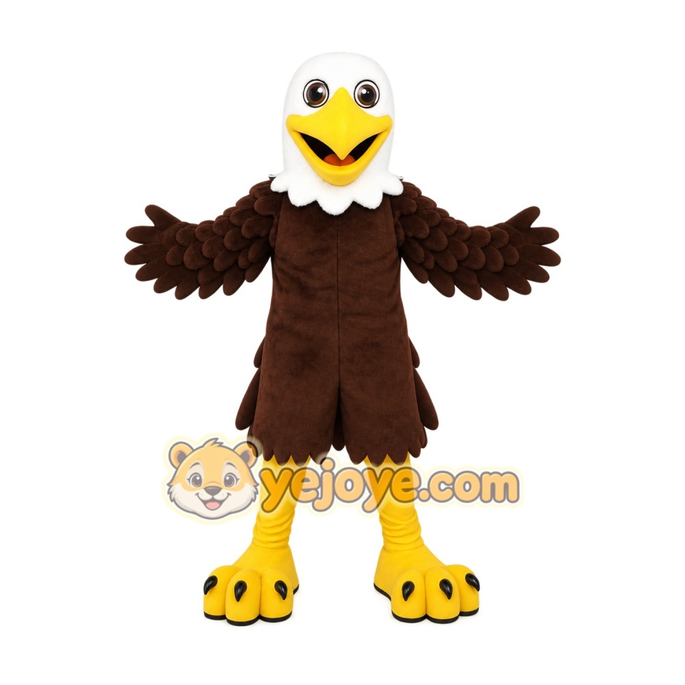 Brown White Yellow Eagle Mascot Costume