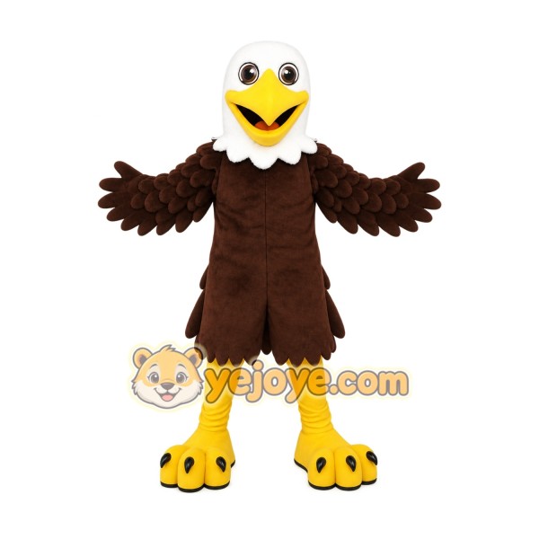 Brown White Yellow Eagle Mascot Costume