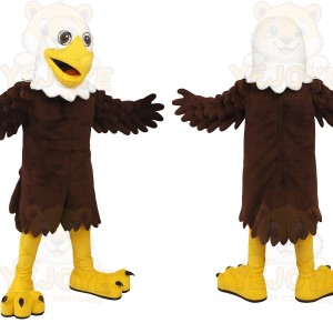 Brown White Yellow Eagle Mascot Costume