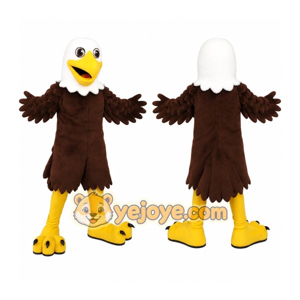 Brown White Yellow Eagle Mascot Costume
