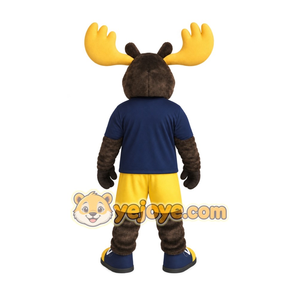 Brown Yellow Navy Moose Mascot Costume Brown Yellow Navy Moose Mascot Costume