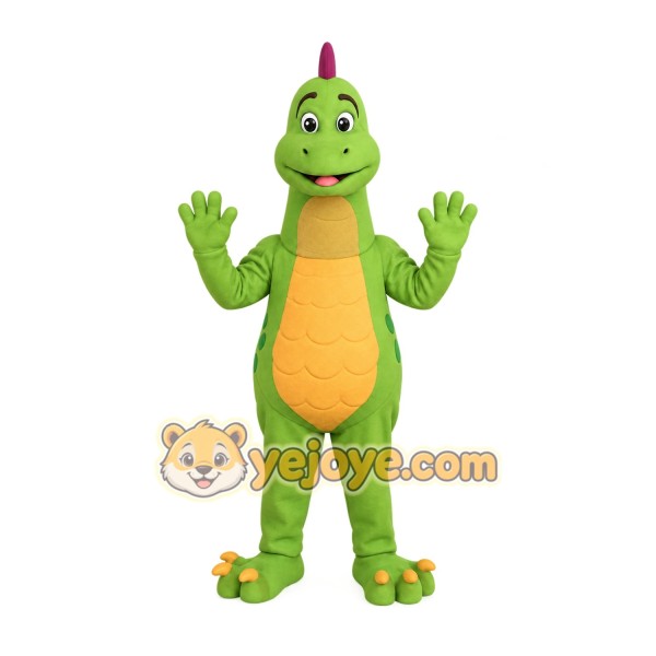 Green Yellow Purple Dinosaur Mascot Costume