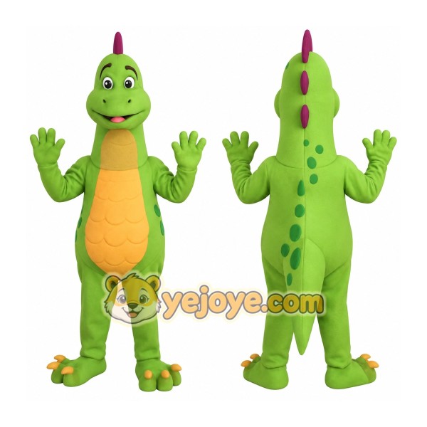 Green Yellow Purple Dinosaur Mascot Costume