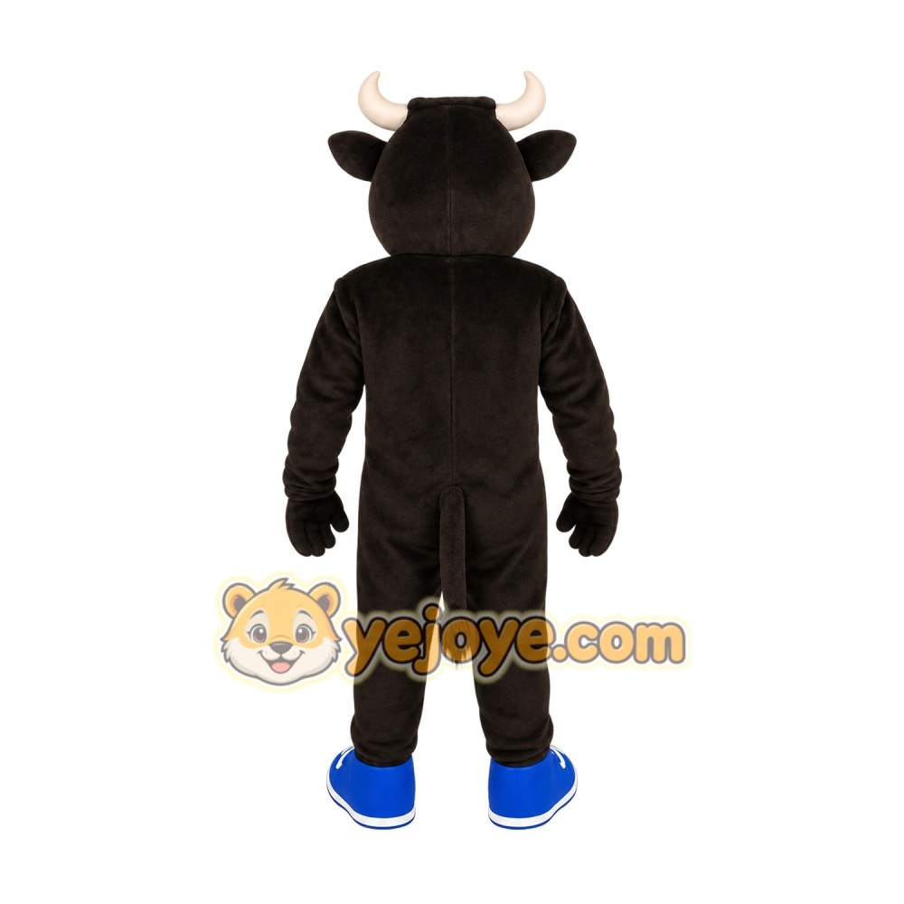 Dark Brown Cream Horned Bull Mascot Costume Dark Brown Cream Horned Bull Mascot Costume