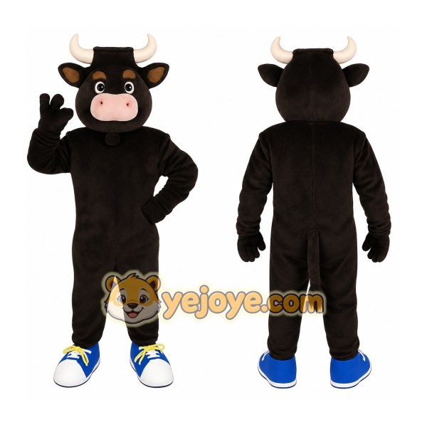 Dark Brown Cream Horned Bull Mascot Costume