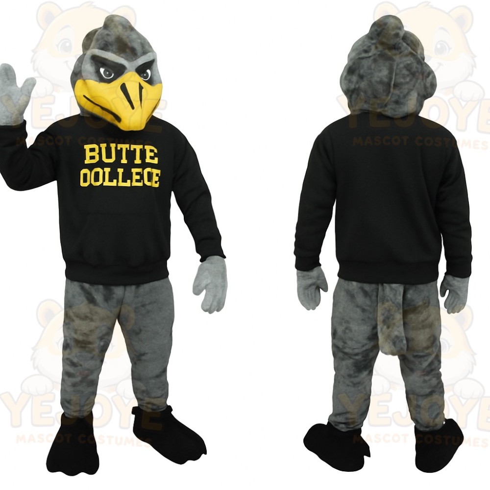 Gray Yellow Black Roadrunner Mascot Costume