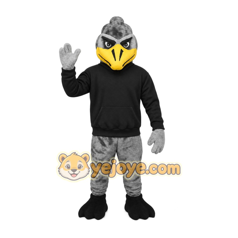 Gray Yellow Black Roadrunner Mascot Costume