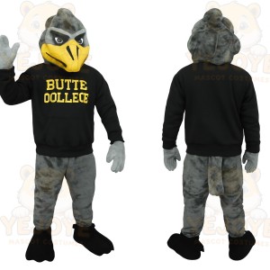 Gray Yellow Black Roadrunner Mascot Costume