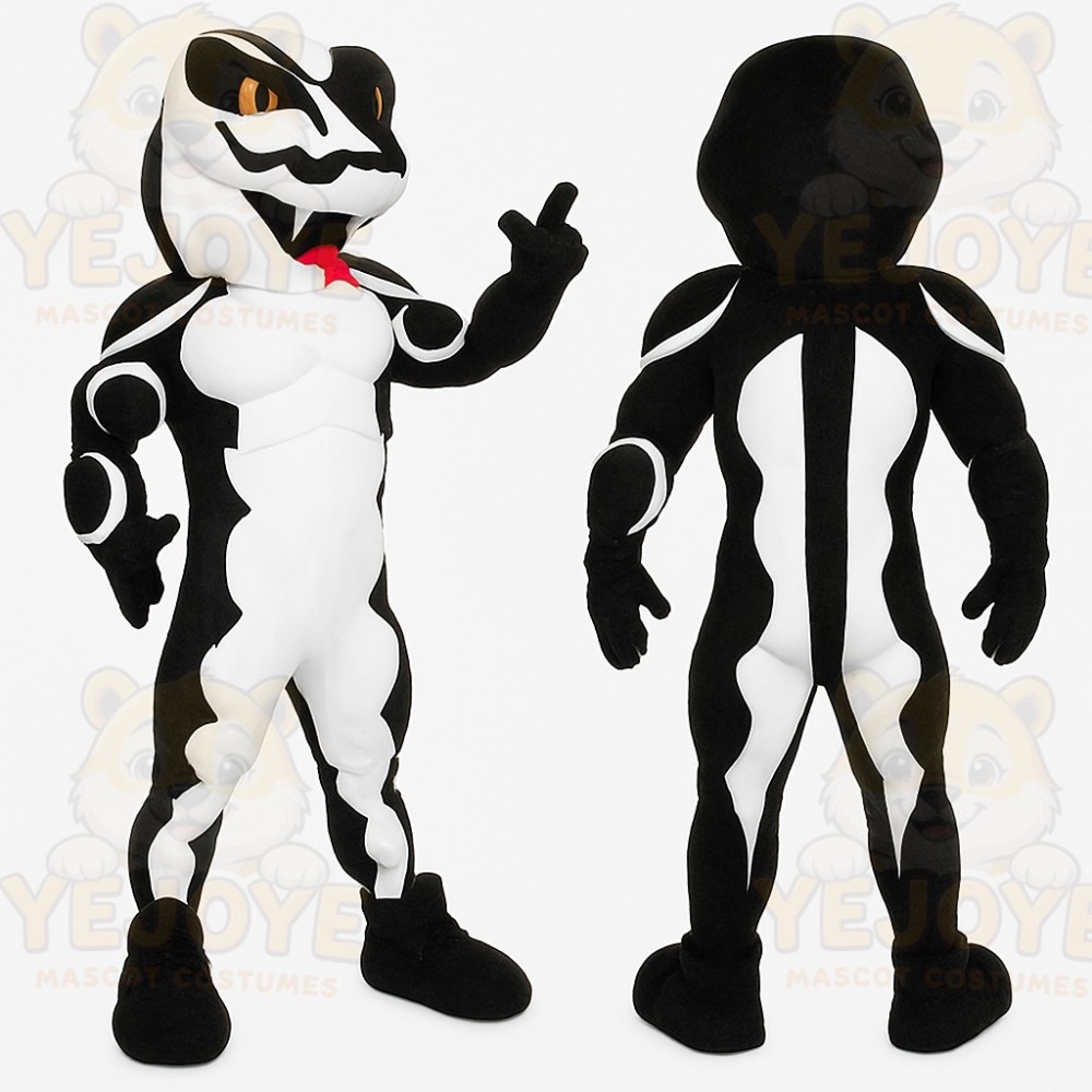 Black White Snake Mascot Costume