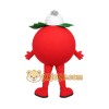 Red Green Tomato With White Hat Mascot Costume Red Green Tomato With White Hat Mascot Costume