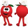 Red Green Tomato With White Hat Mascot Costume