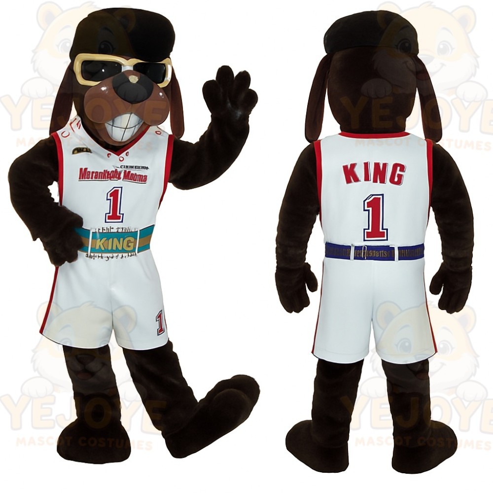 Brown White Basketball Dog Mascot Costume