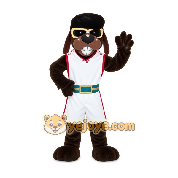 Brown White Basketball Dog Mascot Costume Brown White Basketball Dog Mascot Costume