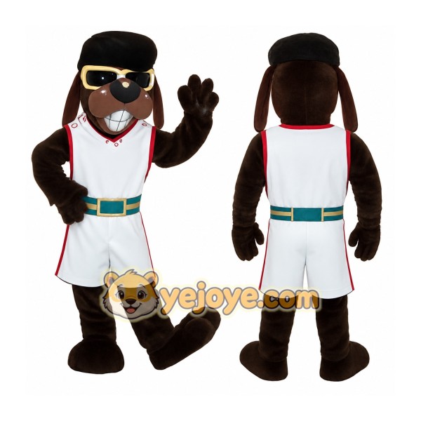 Brown White Basketball Dog Mascot Costume