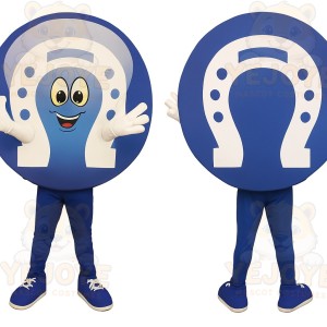 Blue White Horseshoe Mascot Costume