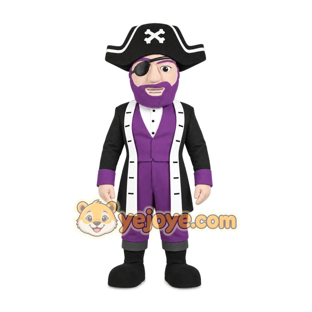 Black Purple Bearded Pirate Mascot Costume