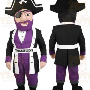 Black Purple Bearded Pirate Mascot Costume