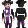 Black Purple Bearded Pirate Mascot Costume