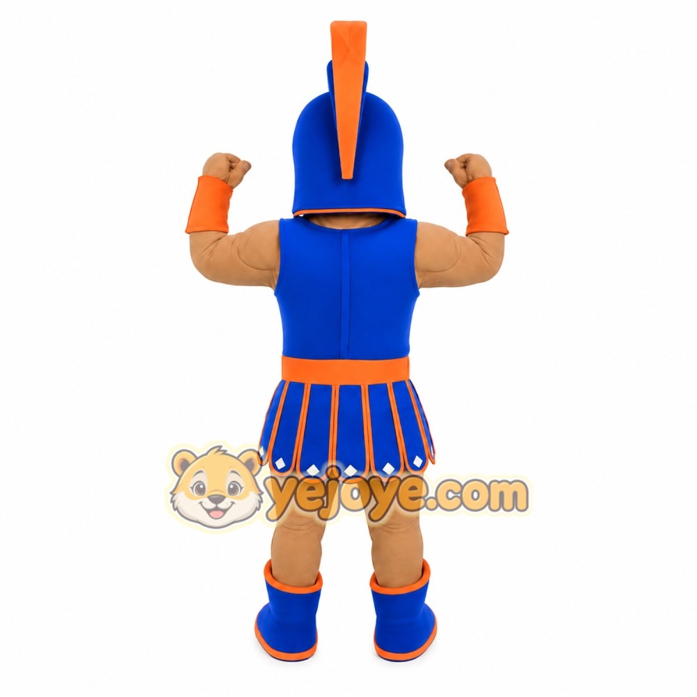 Blue Orange Spartan Warrior Mascot Costume Blue Orange Spartan Warrior Mascot Costume