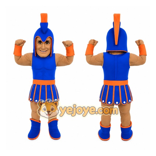 Blue Orange Spartan Warrior Mascot Costume