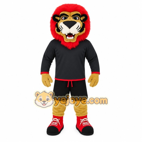 Red Mane Black Lion Mascot Costume