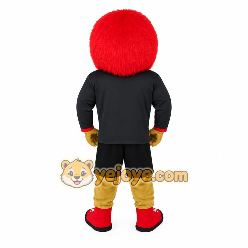 Red Mane Black Lion Mascot Costume Red Mane Black Lion Mascot Costume