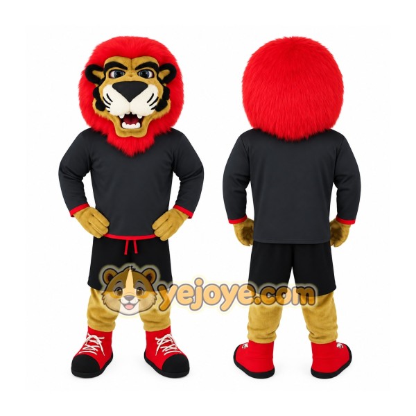 Red Mane Black Lion Mascot Costume
