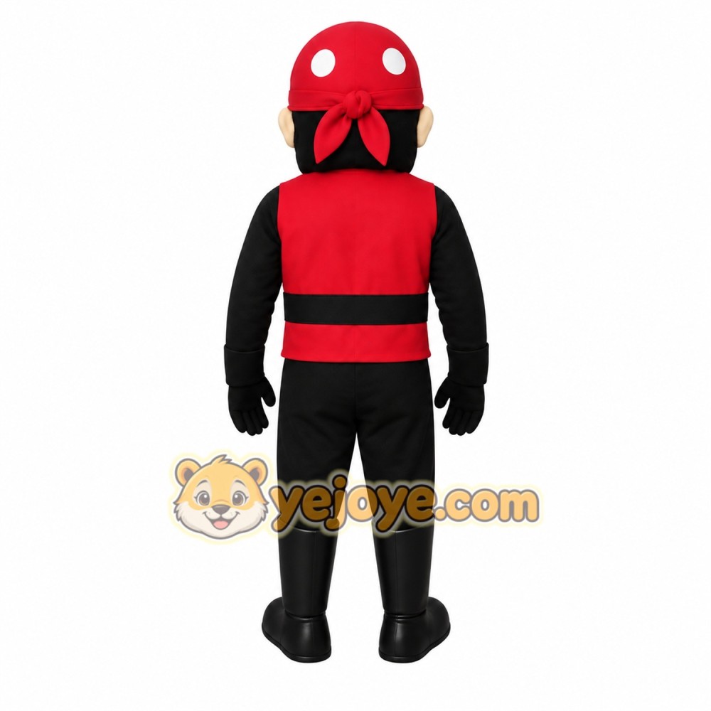 Red Black Bearded Pirate Mascot Costume Red Black Bearded Pirate Mascot Costume