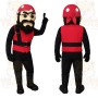 Red Black Bearded Pirate Mascot Costume