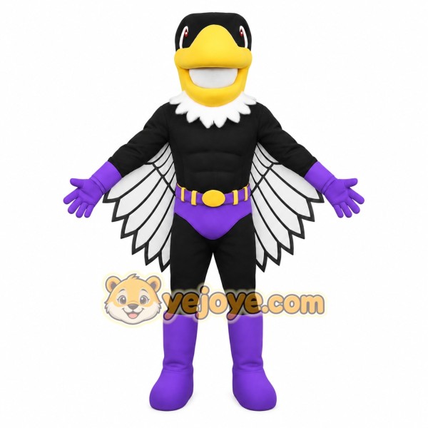 Black Purple White Eagle Mascot Costume