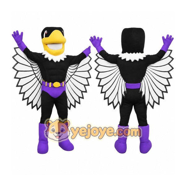 Black Purple White Eagle Mascot Costume