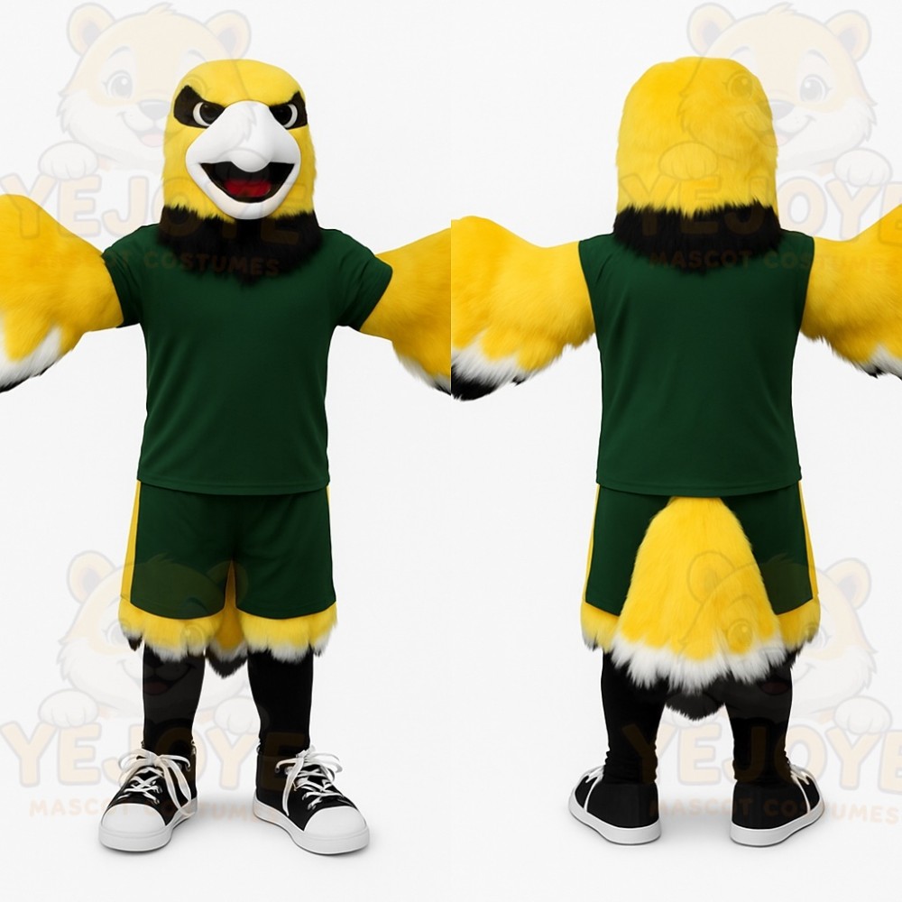 Yellow Green Black Eagle Mascot Costume