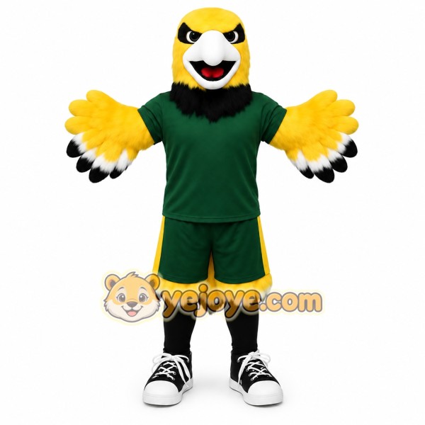 Yellow Green Black Eagle Mascot Costume