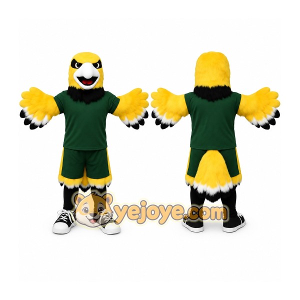 Yellow Green Black Eagle Mascot Costume