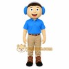 Blue Khaki Headphone Man Mascot Costume Blue Khaki Headphone Man Mascot Costume