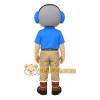 Blue Khaki Headphone Man Mascot Costume Blue Khaki Headphone Man Mascot Costume