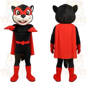 Black Red Superhero Cat Mascot Costume