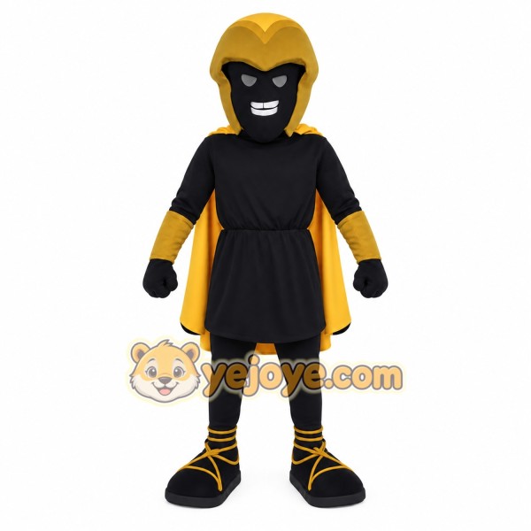 Black Gold Hooded Superhero Mascot Costume