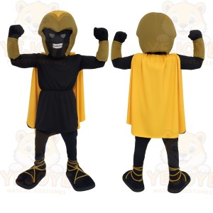 Black Gold Hooded Superhero Mascot Costume