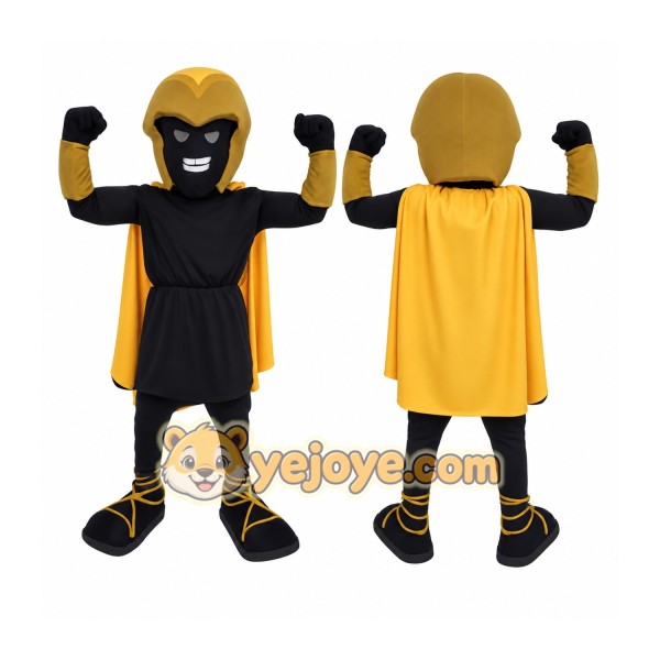 Black Gold Hooded Superhero Mascot Costume